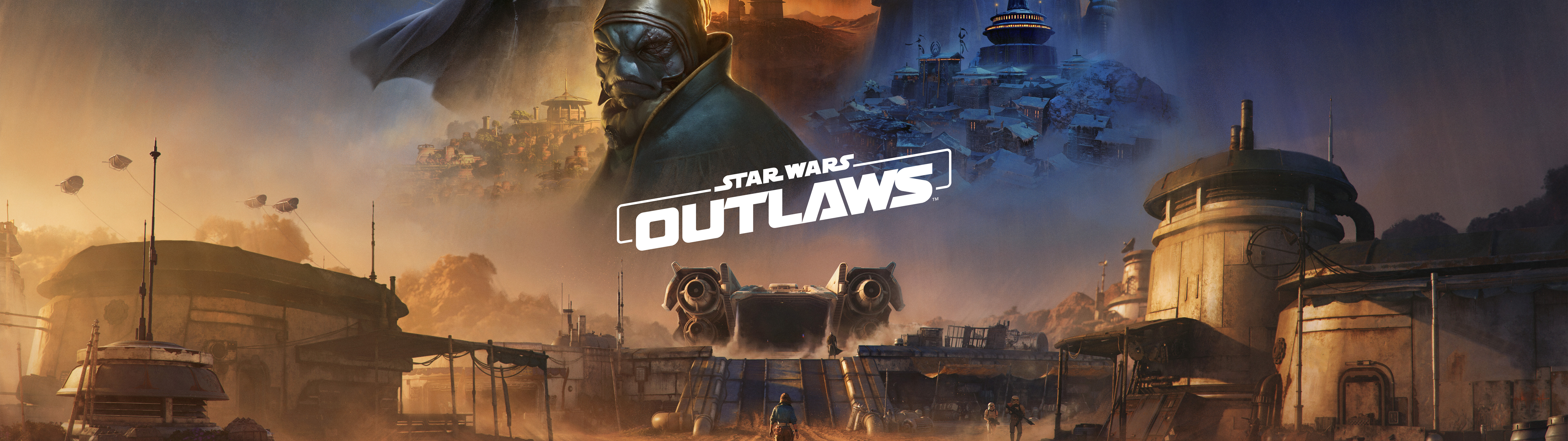 Kay Vess, bohaterka gry wideo Star Wars Outlaws, w dynamicznej, futurystycznej scenerii.