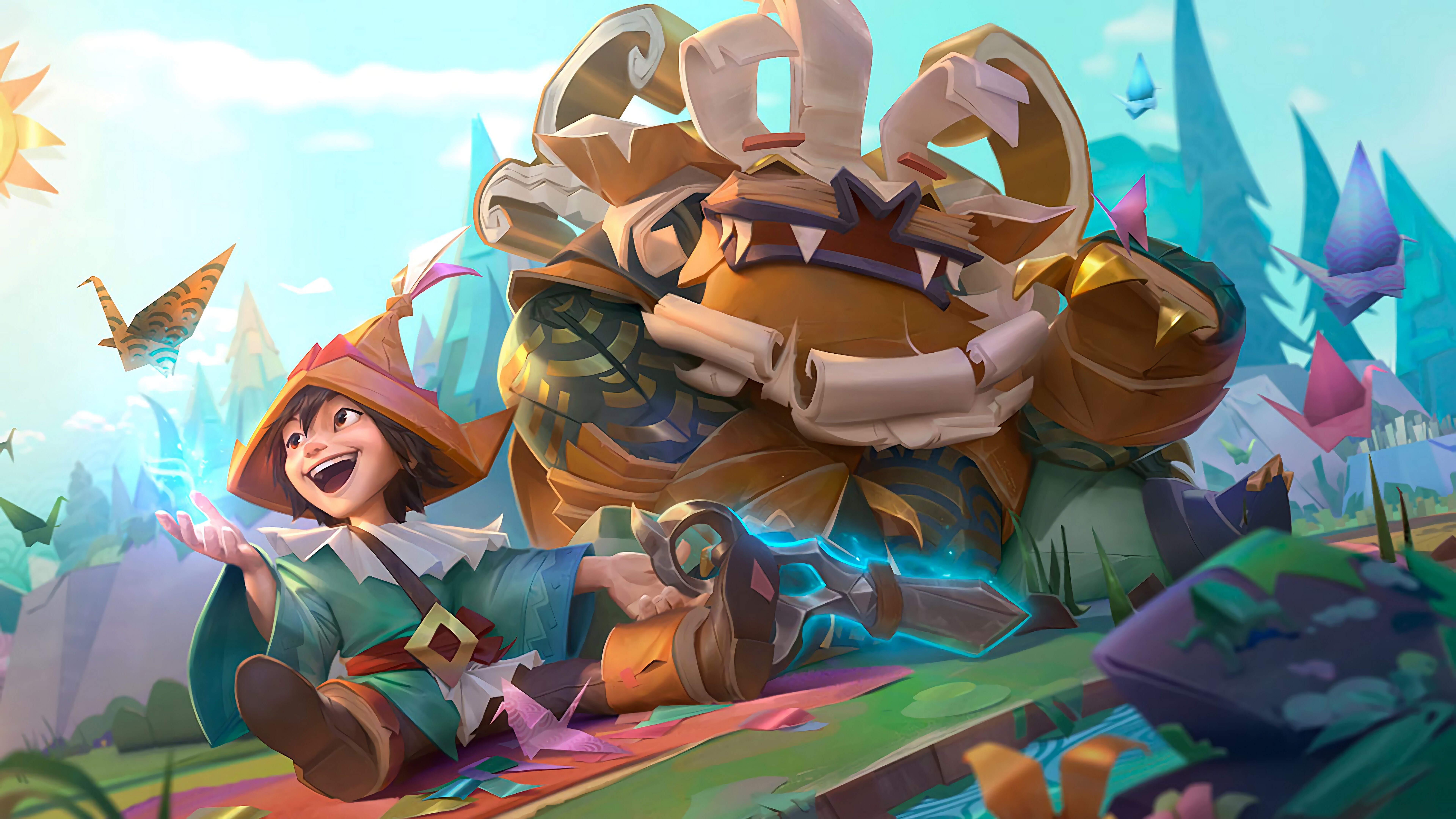 Nunu i jego yeti Willump z gry League of Legends, w śnieżnym otoczeniu.