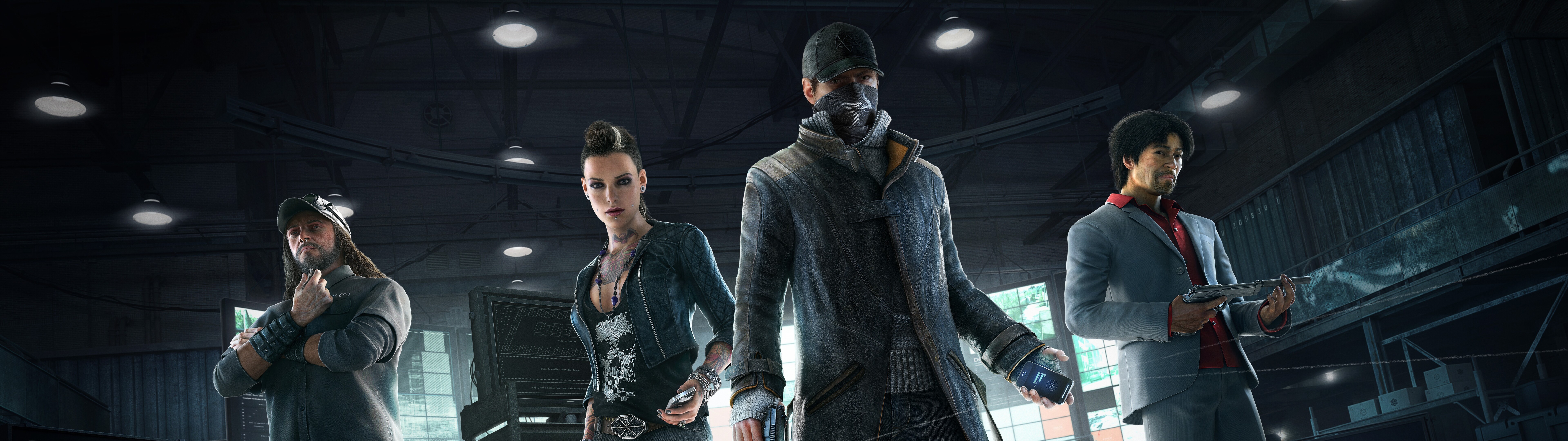 Szczegółowy portret Aidena Pearce’a z gry wideo Watch Dogs, przedstawiający go w charakterystycznej czapce i płaszczu, na tle mrocznego, miejskiego krajobrazu.