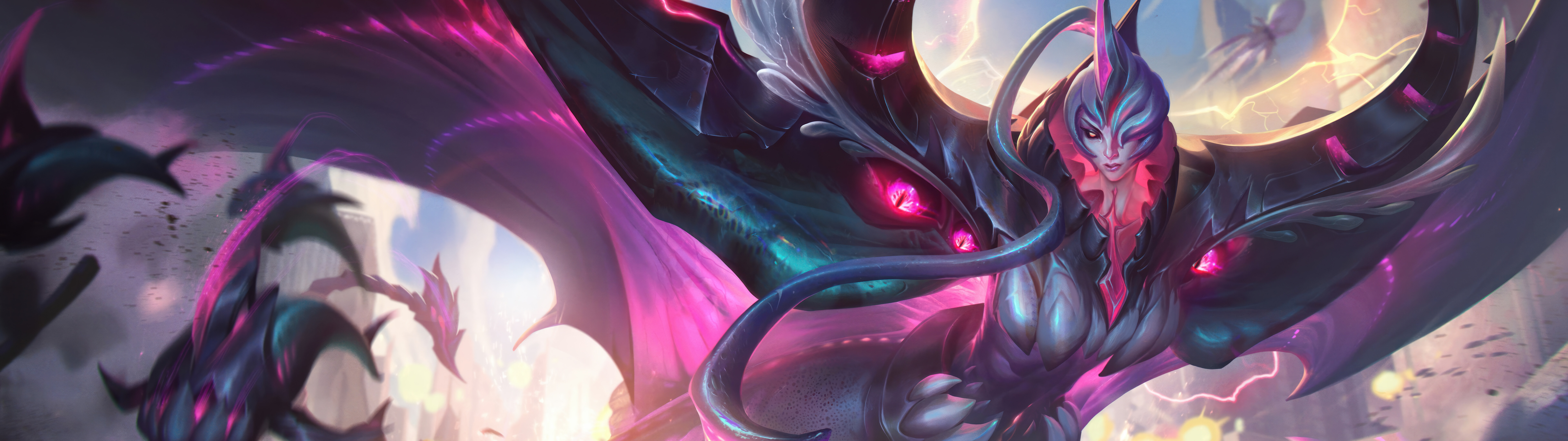 Bel'Veth, Cesarzowa Pustki ze świata League of Legends, której wygląd łączy w sobie elementy kosmiczne i organiczne, nawiązujące do estetyki Pustki.