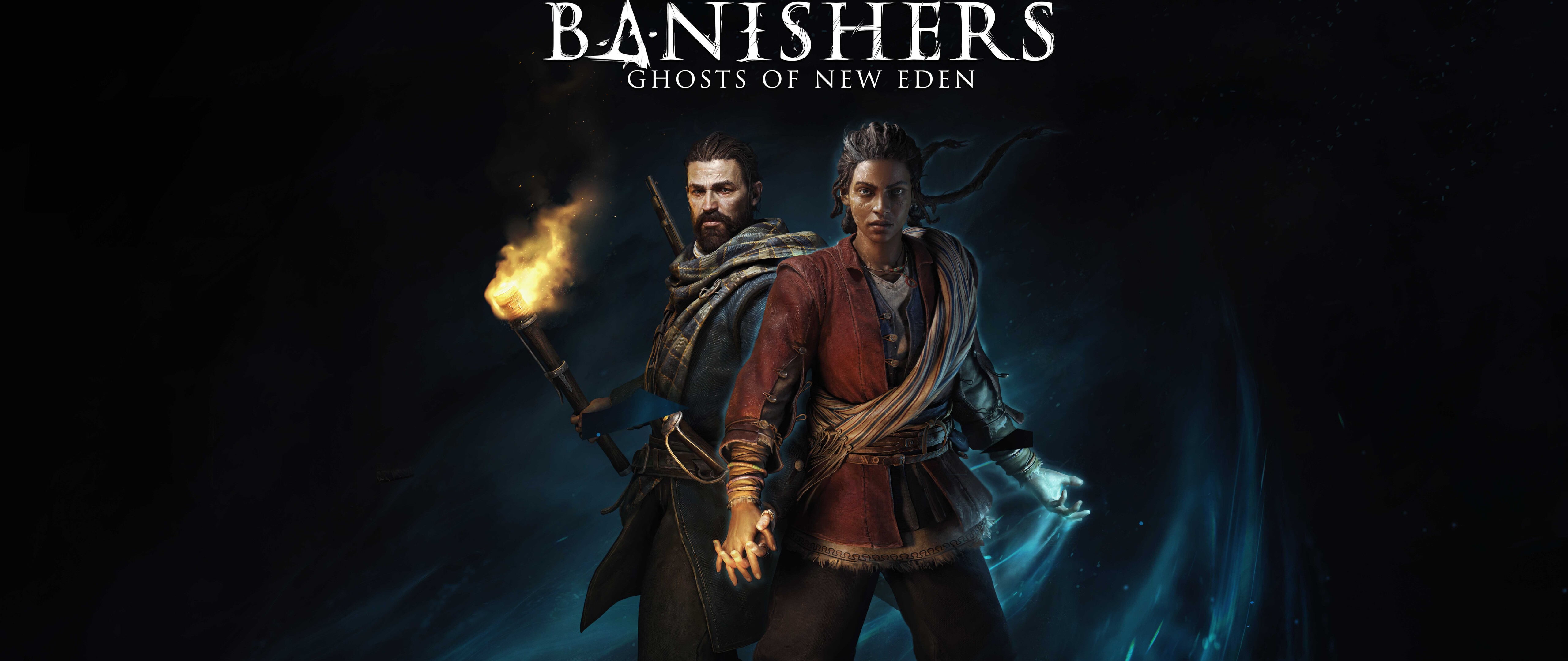 Postacie Red i Antea z gry Banishers: Ghosts Of New Eden stoją w otoczeniu spowitym mgłą, w nadnaturalnym miejscu.