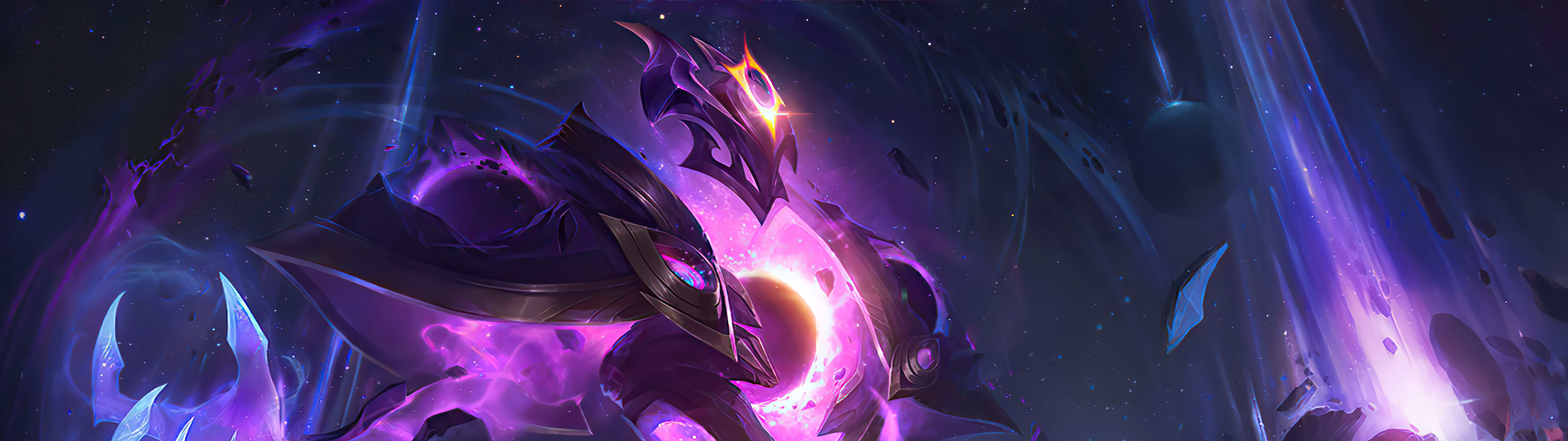 Xerath z gry League of Legends, otoczony pulsującą, niebieską energią magiczną.